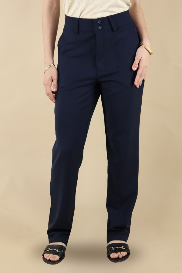 Pantalón Vestir Mujer Azul Marino Casual Elegante Moda Juvenil